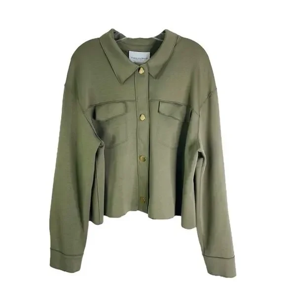 NWT Carolina Belle green stretchy cropped lightweight boho top shacket jacket XL - Picture 1 of 6